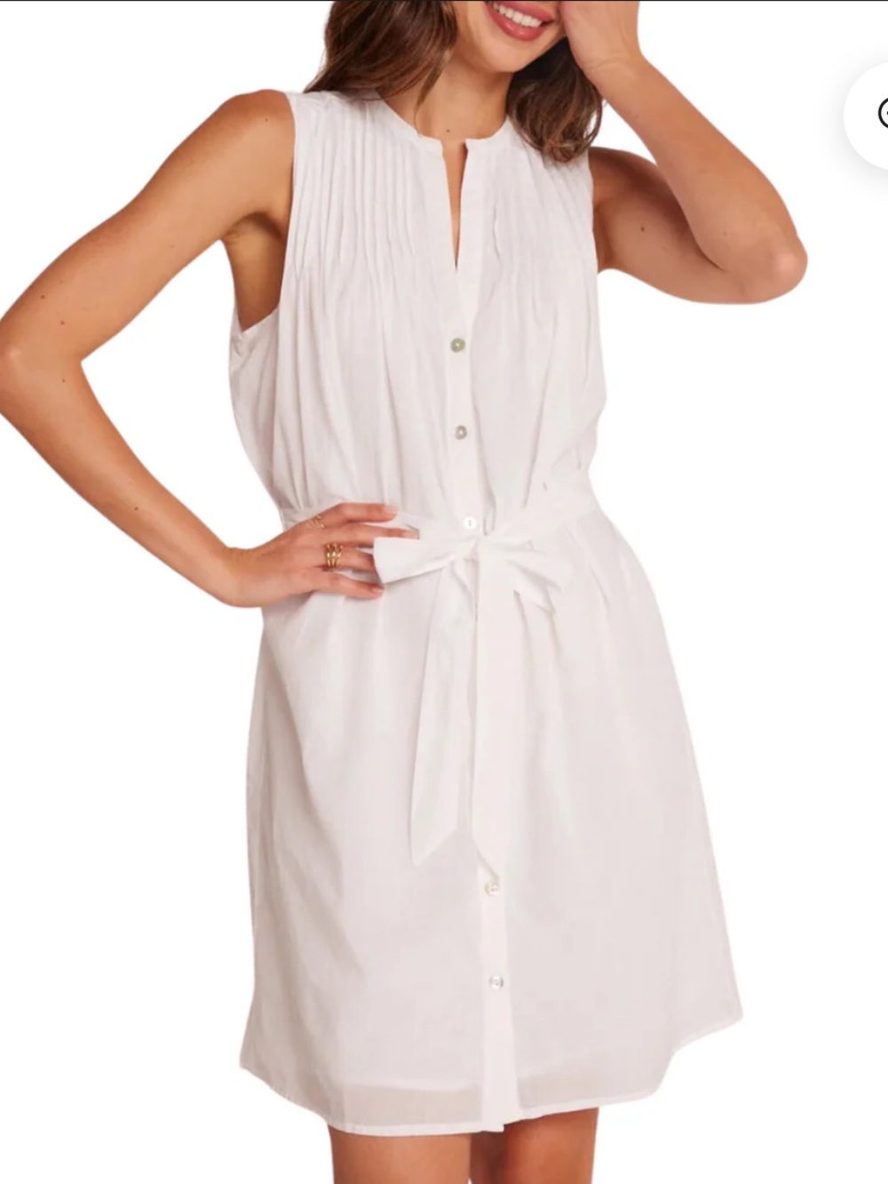 Bella Dahl Pintuck Sleeveless Shirt Dress